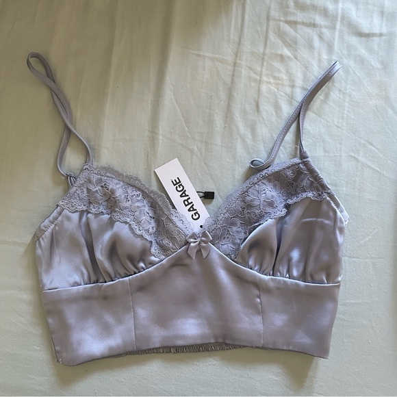 Garage Bustier Blue Satin Lace Top - xxs - Picture 1 of 2